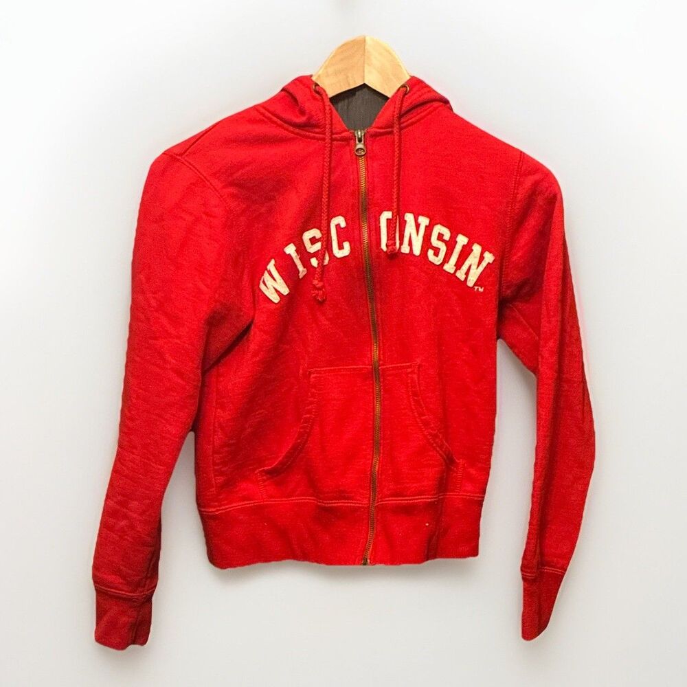 Steve and Barry's Wisconsin Badgers Red Full Zip Sweatshirt Hoodie Size‎ S